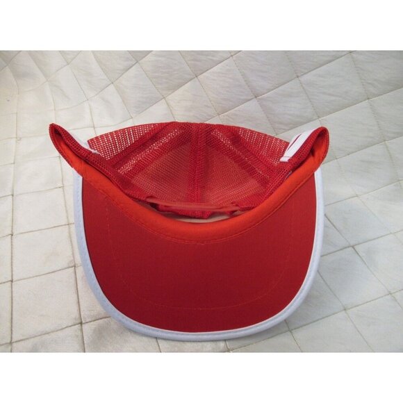 Central Ready Mix Trucker Hat 3 Stripe Snapback Red White Mesh Vtg Nylon 80s - Picture 5 of 7